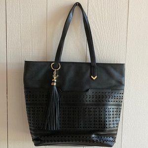 Black Bucket Bag with Laser Cut Detail